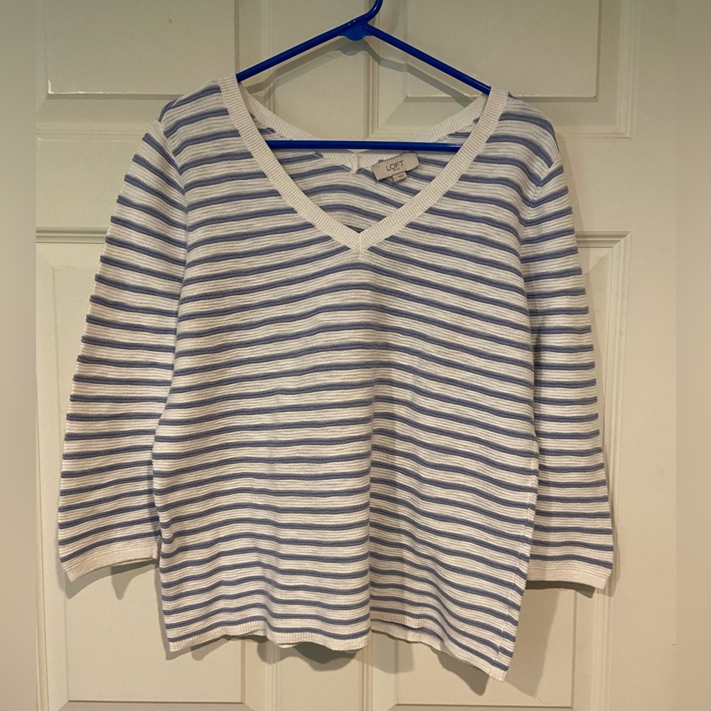 LOFT Striped V-Neck Summer Sweater